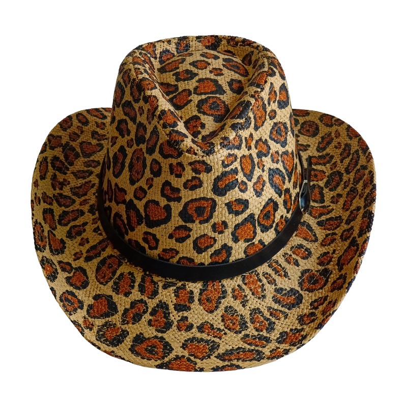 Topi Koboi Baru Motif Leopard, - Cowboy Hat Straw ulasan dan harga